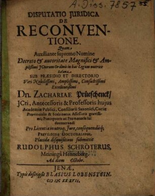Disputatio Iuridica De Reconventione