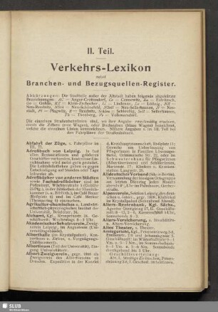 II. Teil. Verkehrs-Lexikon