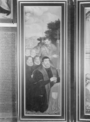 Altar des Josse Damhoudere — Der Stifter Josse Damhoudere mit seinen vier Söhnen und dem hlg. Jakobus