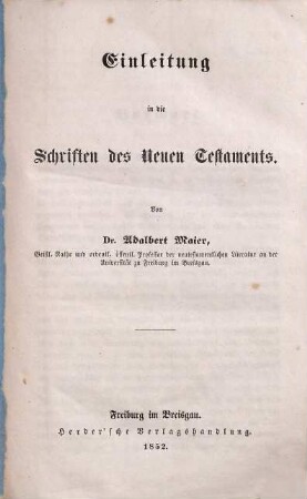Einleitung in die Schriften des Neuen Testaments
