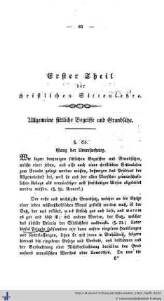Erster Theil der christlichen Sittenlehre.