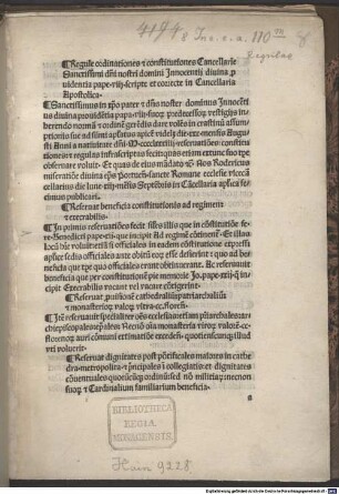 Regulae cancellariae apostolicae : Rom, 1491.08.04