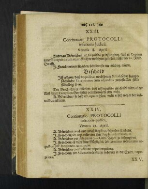 Continuatio Protocolli ... [Protocoll XXIII. - XXIX.]