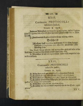 Continuatio Protocolli ... [Protocoll XXIII. - XXIX.]