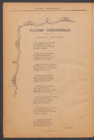 Flores cordobesas. : A la señorita Clemencia Méndez.
