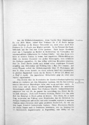 Katalogisierung der Handschriften.
