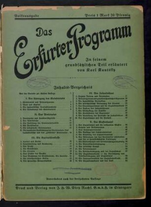Das Erfurter Programm : in seinem grundsätzlichen Teil