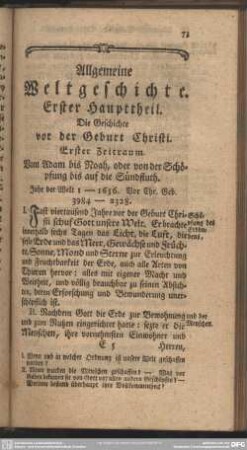 Allgemeine Weltgeschichte. Erster Haupttheil : Die Geschichte vor der Geburt Christie