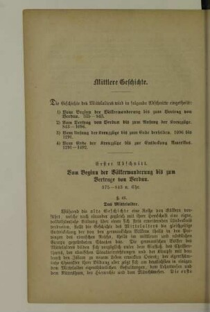 Erster Abschnitt. Vom Beginn der Völkerwanderung bis zum Vertrag von Verdun 395 - 843 n. Chr.