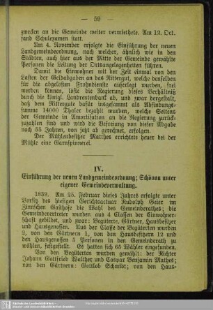 IV. Einführung der neuen Landgemeindeordnung ; Schönau unter eigener Gemeindeverwaltung