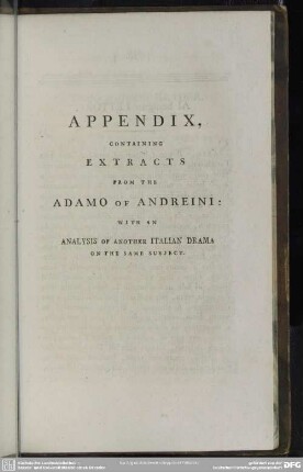 Appendix, Containing Extracts From The Adamo Of Andreini
