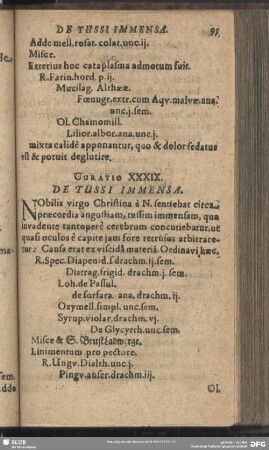 Curatio XXXIX. [Curatio XLI.] De Tussi Immensa
