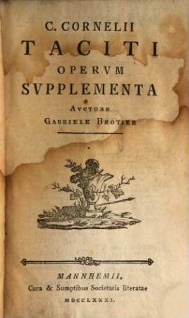 C. Cornelii Taciti Opera, [5]. C. Cornelii Taciti Opervm Svpplementa