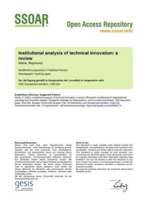 Institutional analysis of technical innovation: a review