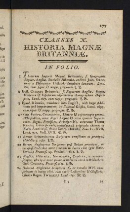 277-300, Classis X: Historia Magnae Britanniae