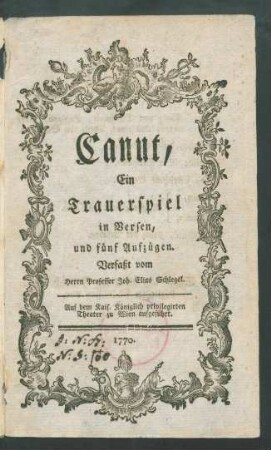 Canut : Ein Trauerspiel in Versen, und fünf Aufzügen