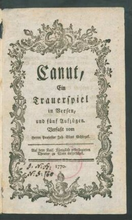 Canut : Ein Trauerspiel in Versen, und fünf Aufzügen