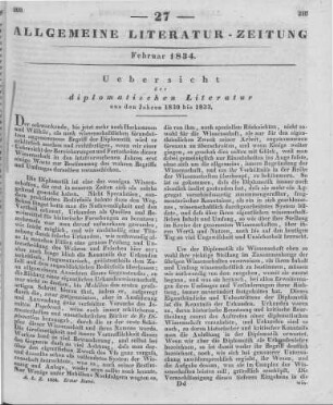 Übersicht der diplomatischen Literatur aus den jahren 1830-33