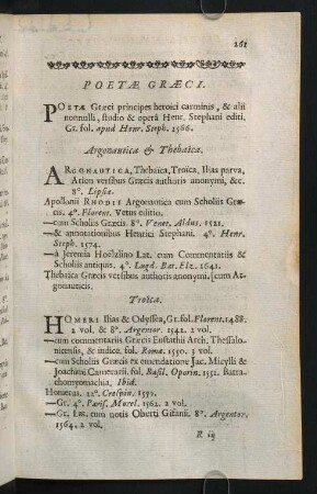 261-272, Argonautica & Thebaica. - Recentiores Poetae Graeci.