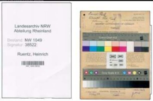 Entnazifizierung Heinrich Ruentz , geb. 27.06.1891 (Haendler)