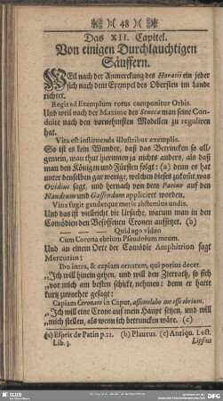 Das XII. Capitel. Von einigen Durchlauchtigen Säuffern