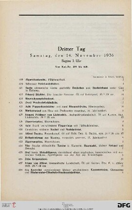 Dritter Tag: Samstag, den 14. November 1936 (Nr. 419-645)