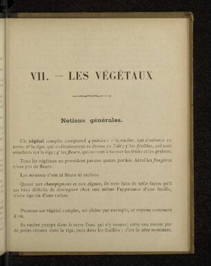 VII. - LES VÉGÉTAUX