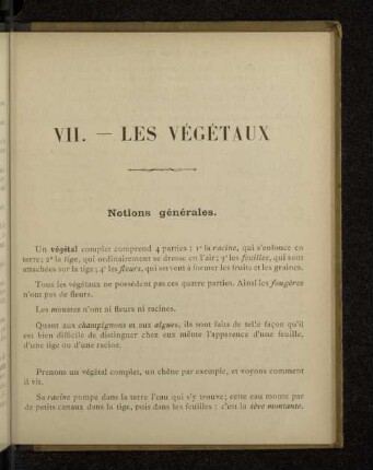 VII. - LES VÉGÉTAUX