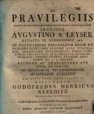 De pravilegiis, disp.