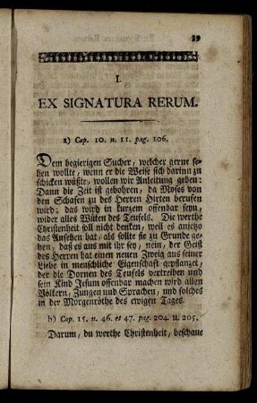 I. Ex Signatura Rerum.