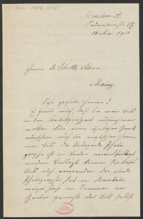 Brief an B. Schott's Söhne : 16.05.1913