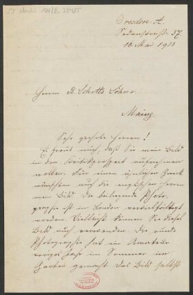 Brief an B. Schott's Söhne : 16.05.1913