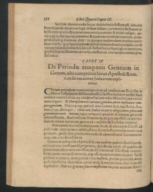 Caput IX. De Periodo temporis Gentium in Genere, ubi cumprimis locus Apostoli Rom. 11, 25. de vocatione Iudaeorum explicatur.