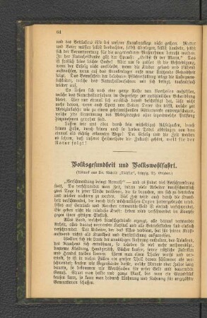 Volksgesundheit und Volkswohlfahrt.
