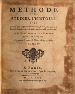 Méthode pour étudier l'histoire, 4