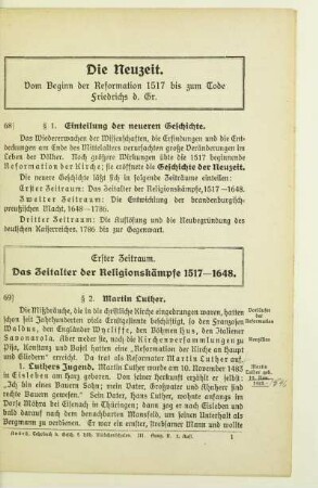Die Neuzeit. Vom Beginn der Reformation 1517 bis zum Tode Friedrichs d. Gr.