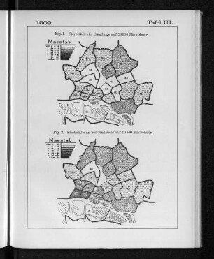 Tafel III. 1909. Fig. 2. Sterbefälle an Schwindsucht auf 10 000 Einwohner.