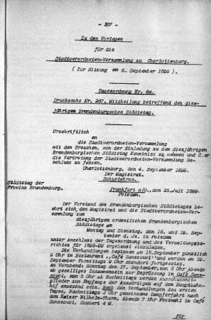 Vorlagen welche nicht für die Oeffentlichkeit bestimmt sind., 6. September 1899