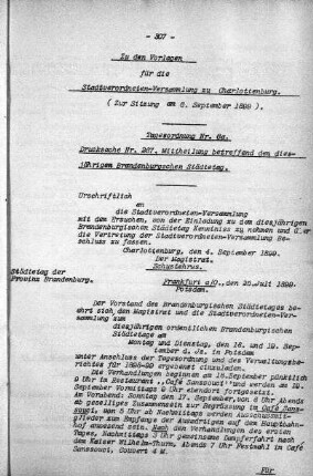 Vorlagen welche nicht für die Oeffentlichkeit bestimmt sind., 6. September 1899
