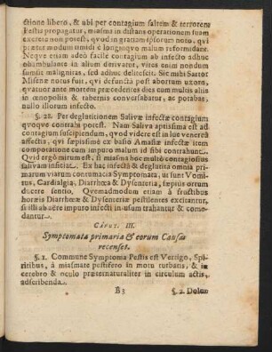 Caput III. Symptomata primaria & eorum Causas recenset.