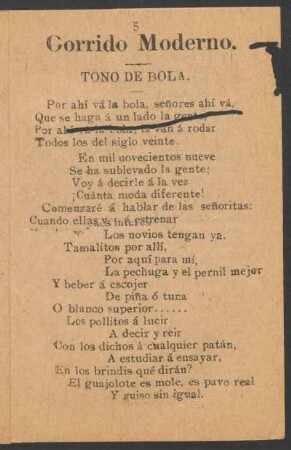 Corrido Moderno. : Tono de bola.
