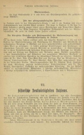 VII. Historische Denkwürdigkeiten Dahlems