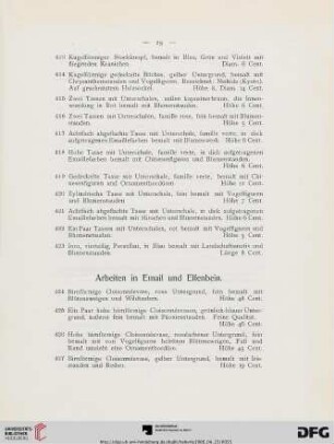 Arbeiten in Email und Elfenbein (Nr. 424-447)