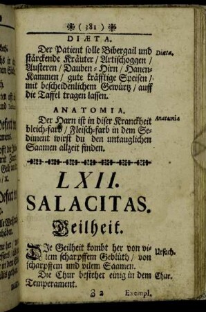 LXII. Salacitas. Geilheit. - LXIII. Tussis. Huesten.