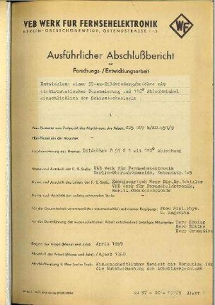 53-cm-Bildwiedergaberöhre mit elektrostatischer Fokussierung, 1961