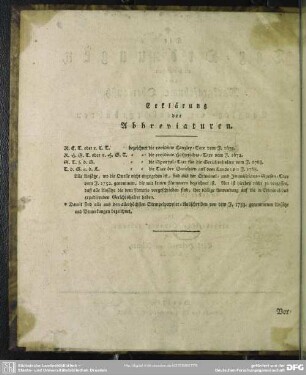 Erklärung der Abbreviaturen