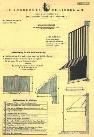 Prospekt und Angebotsunterlagen der Fa. Losberger für Markisen
