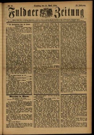 Ausgabe vom Samstag, den 21. April 1894.