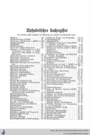Alphabetisches Sachregister.