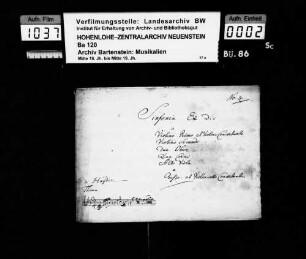 Joseph Haydn: Sinfonia Ex Dis / a / Violino Primo: et Violino Concertanto / Violino Secundo / Due Oboe / Due Corni / Alto Viola / e / Basso: et Violoncello Concertanto: / di Hayden / [Incipit] / Es-dur; Ms.ca. 1770; komponiert um 1765.